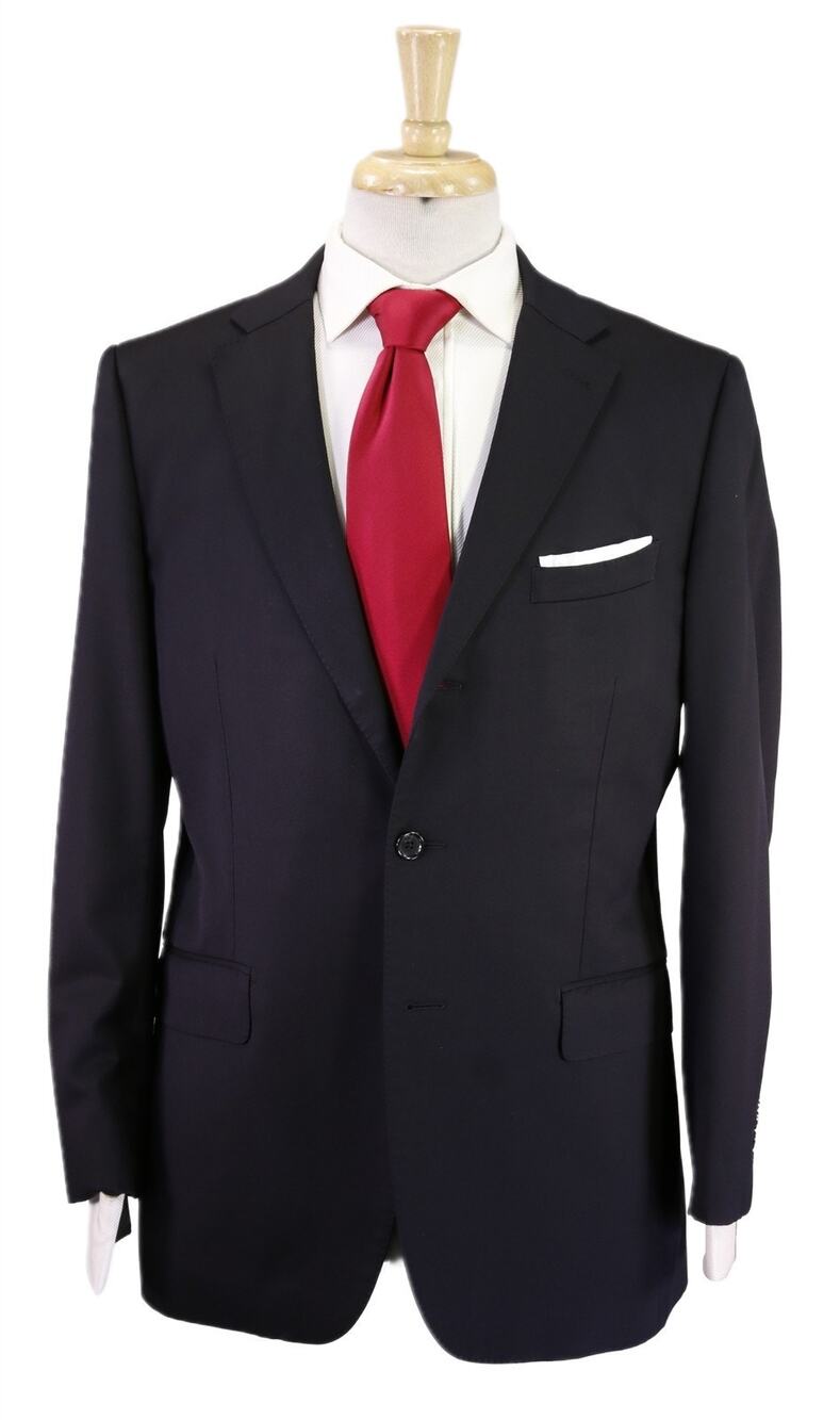 Paul Stuart Solid Black 3/2 Roll Lapel Super 120's Wool Suit 40S